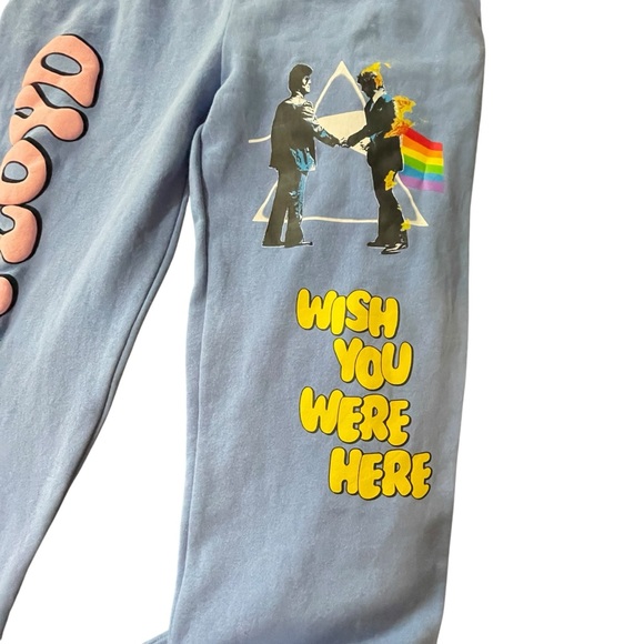 PINK FLOYD Mens Size M Graphic “Wish You Were Here” Sweatpants Joggers- Sky Blue - Picture 7 of 8